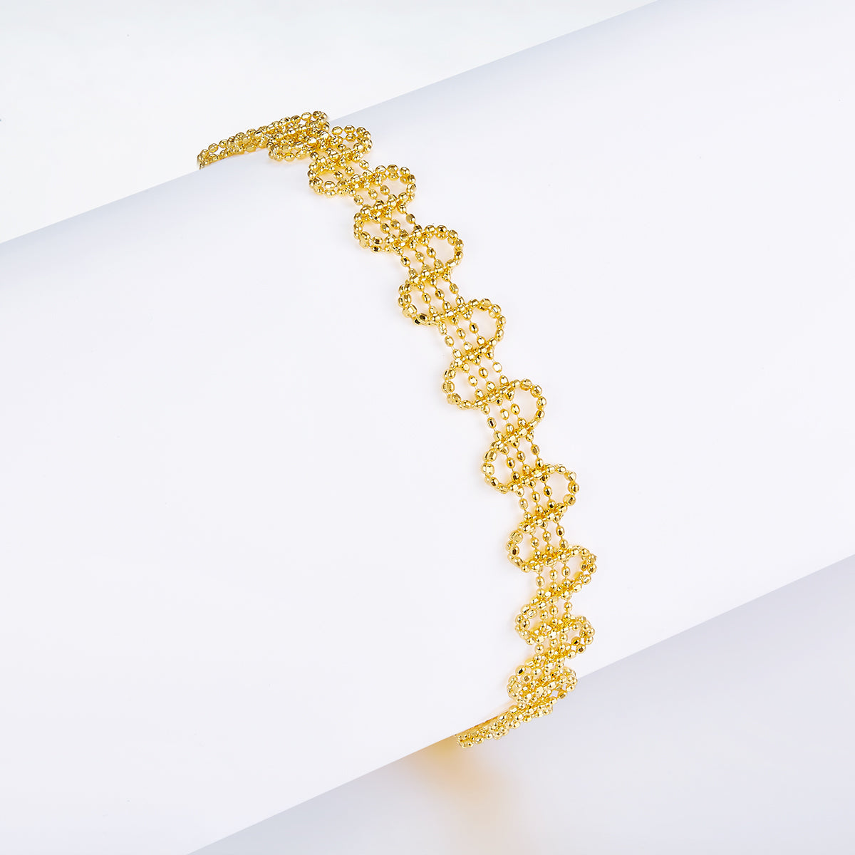 S925 Sterling Silver Wavy Chain Bracelet 19cm Adjustable 8.0mm Wide Clover Links Platinum Plated Fashion Gift Box