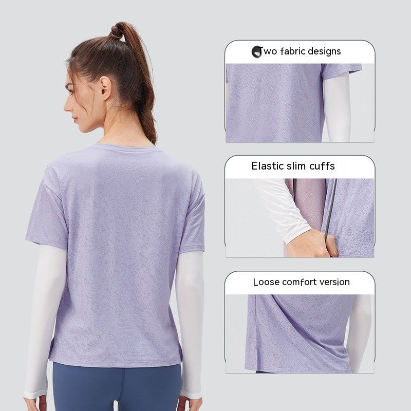 Women's Fake Two-piece Loose Sports Long Sleeve Yoga Wear
