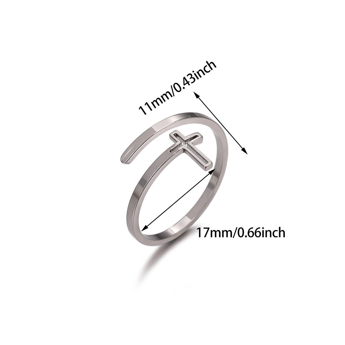 European American Retro Fashion Zircon Heart Flower Cross Open Ring 18K Gold Plated Stainless Steel Women Jewelry