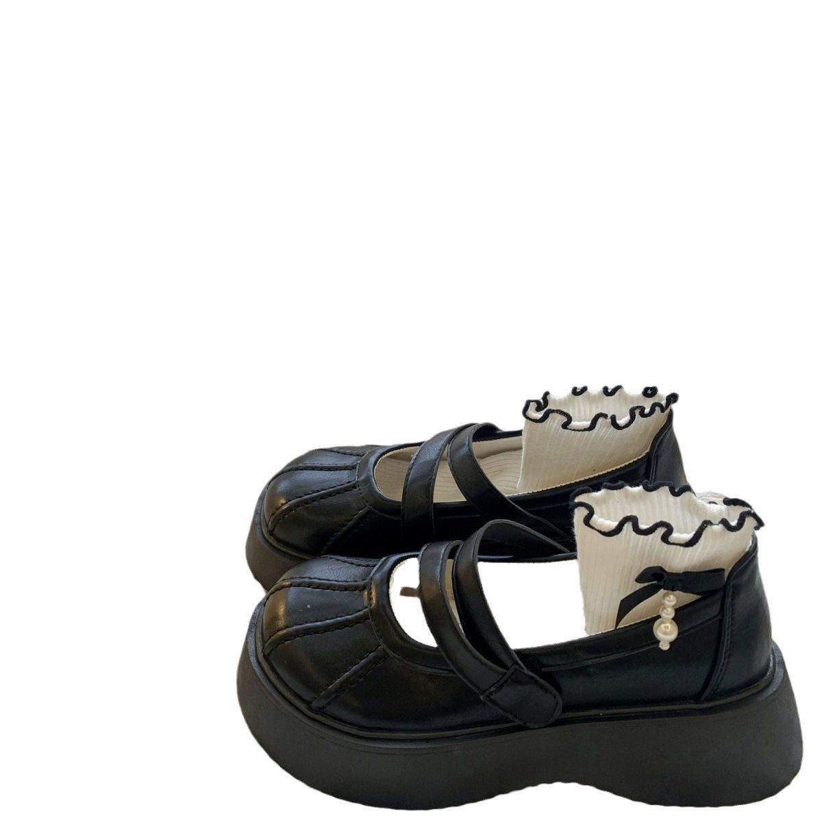 Seasonal New Japanese-style Versatile Height-increasing Leather Shoes For Women