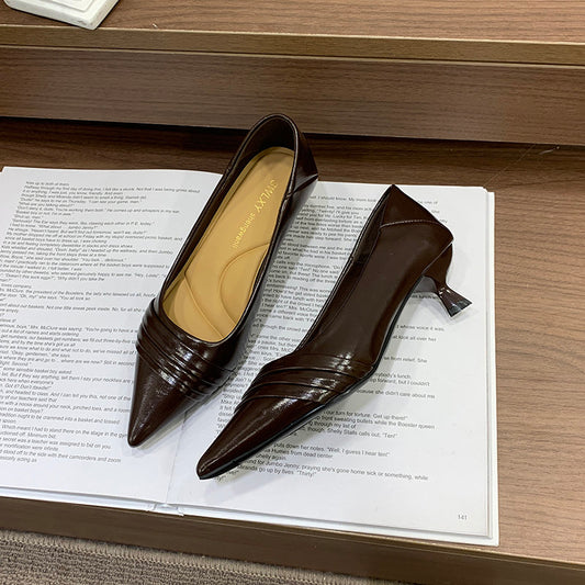 Women's Minimalist Pointed Toe Low Heel Stiletto Pumps, 2026 Spring New French Versatile Fashion Dress Shoes