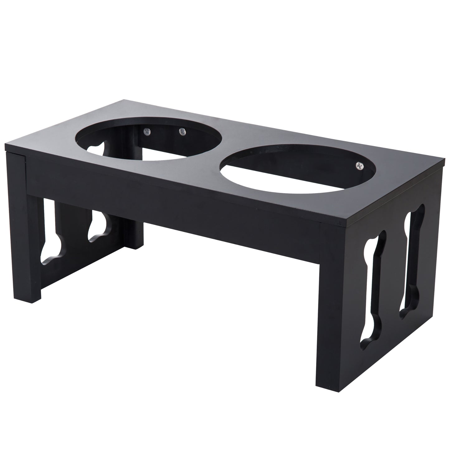23" Modern Decorative Raised Dog Bowls, Wooden Heavy Duty Pet Food and Water Bowl, Elevated Feeding Station, Black