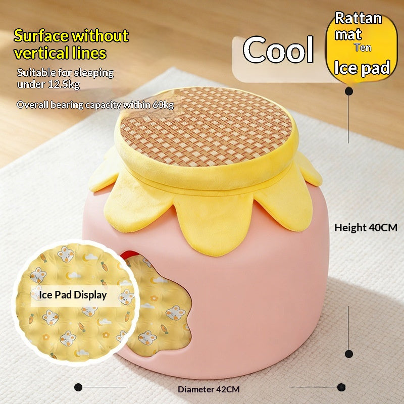 Closed All-in-one Cat Bed With A Cooling Mat For Summer