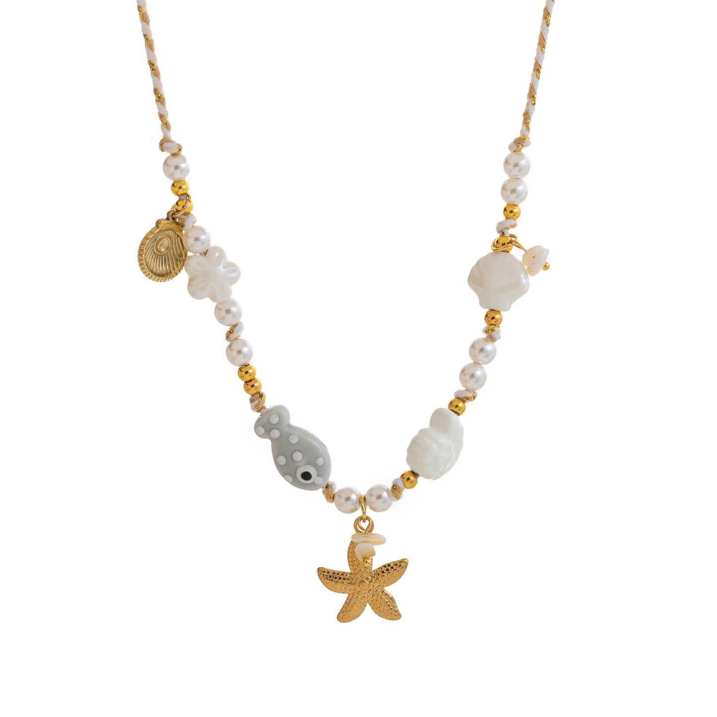 New Starfish Pendant And Small Fish Necklace