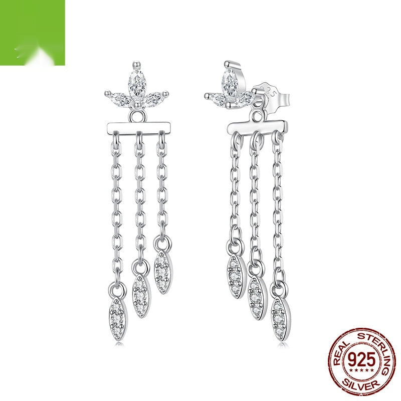 Small Flower Tassel Front And Rear Structure Ear Studs Light Luxury Smart
