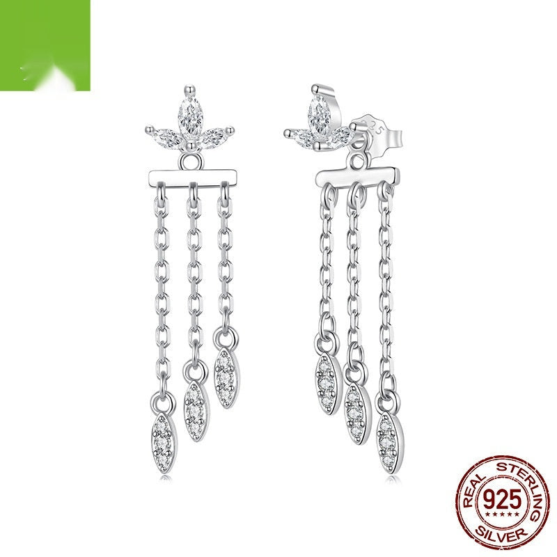 Small Flower Tassel Front And Rear Structure Ear Studs Light Luxury Smart