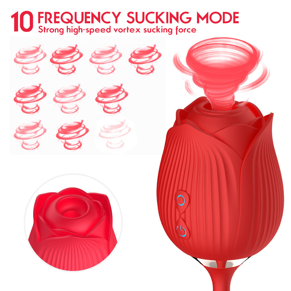 Female G-spot Vibrator, Rose Double Head Vibrator, Three In One Vibration Masturbator With 10 Vibration Suction And Tapping Modes, Suitable For Female Or Couple Sex Toys