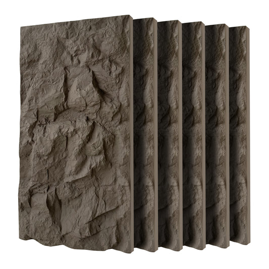 3D Faux Stone Wall Panels, 6 PCS PU Wainscoting Panel For Interior Wall Decor, Flame-resistant & Lightweight & Waterproof, For TV Wall, Office, Living Room, 47.24  X 23.62 Rock Stone  Space Black