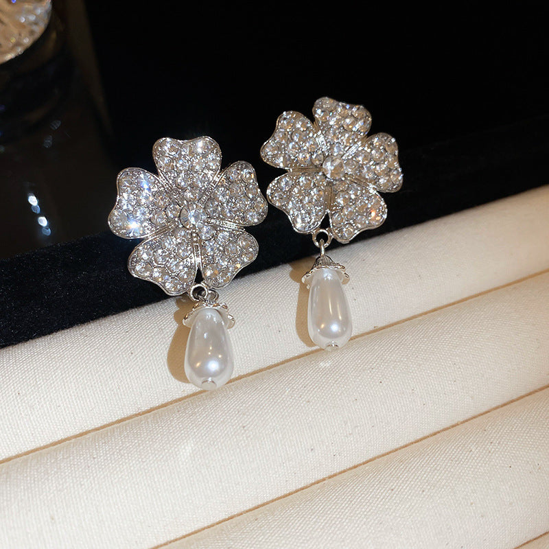 Geometric Pendant Earrings Women Vintage CZ Studs Retro Diamond Drop Fashion Jewelry