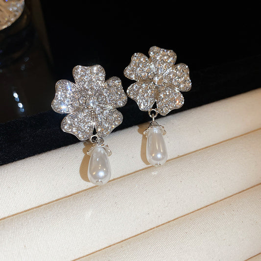 Geometric Pendant Earrings Women Vintage CZ Studs Retro Diamond Drop Fashion Jewelry