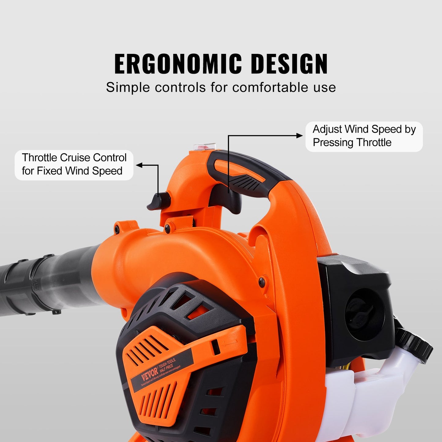 Leaf Blower, 26CC 2-Cycle Handheld Leaf Blower, 2-in-1 Blower 425CFM Air Volume 156MPH Speed, Ideal For Lawn Care, Leaf Cleaning, And Snow Removal