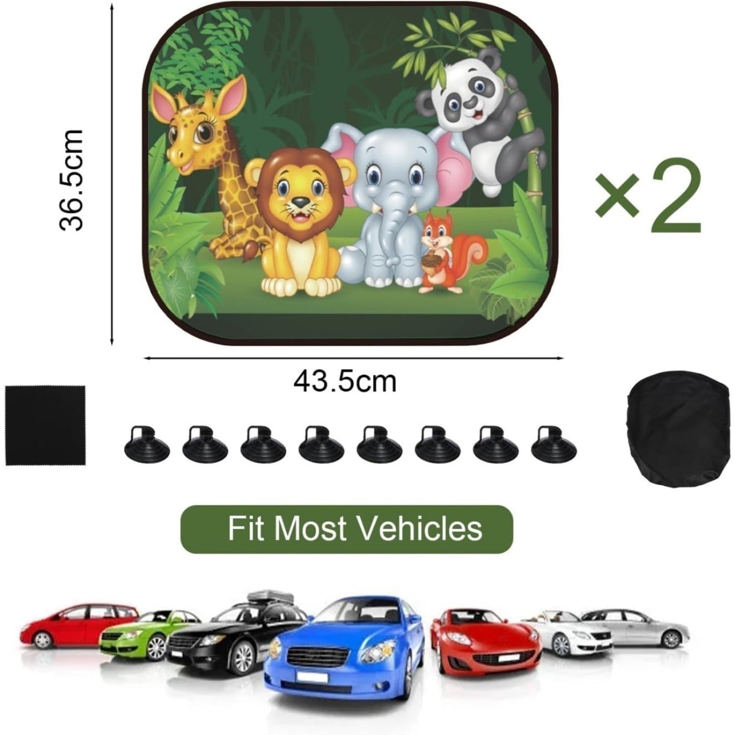 2 Foldable Car Sunshades With Suction Cups, Suitable For Sun Protection In The Car, Size: 43.5 X 36.2 Cm – Party Gift Set With Multiple Items, Party Gifts