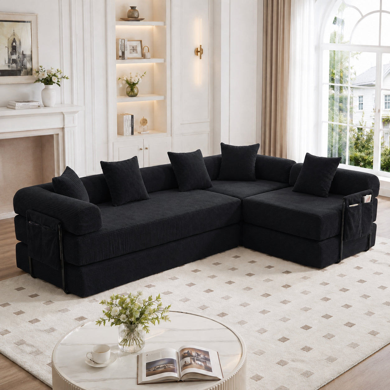 Cosy Family Sofa With Storage Space & Modular Function  Vacuum-packed For Effortless Assembly, Freely Combinable Modules And Pet-friendly. Perfect For Relaxing Moments. Black