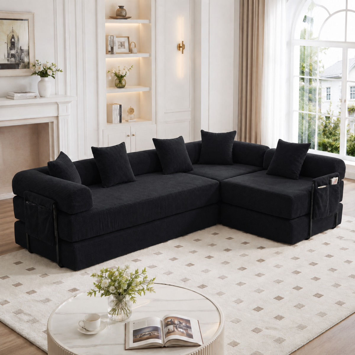 Cosy Family Sofa With Storage Space & Modular Function  Vacuum-packed For Effortless Assembly, Freely Combinable Modules And Pet-friendly. Perfect For Relaxing Moments. Black