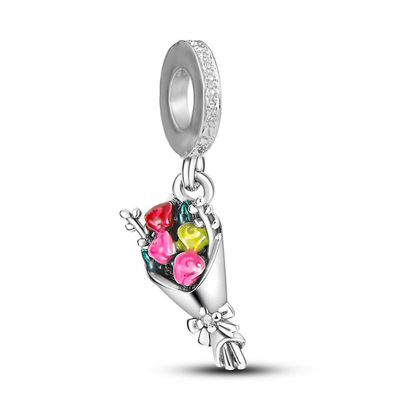 Animal-themed Colorful Heart-shaped Large-hole Beads For DIY Bracelet Accessories