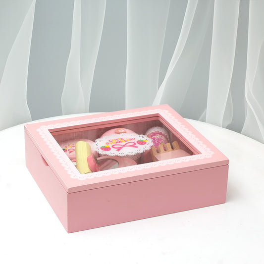 Children's Simulation Play House Girls' Makeup Wooden Box