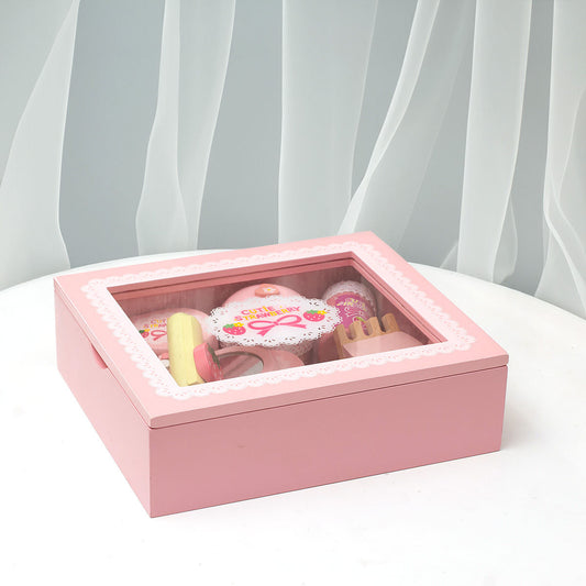 Children's Simulation Play House Girls' Makeup Wooden Box