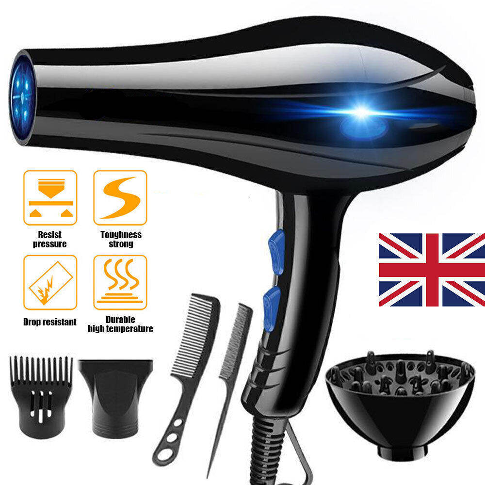 Professional Hair Dryer Nozzle Low Noise  Ionic Blow Dryerwith Diffuser Blu