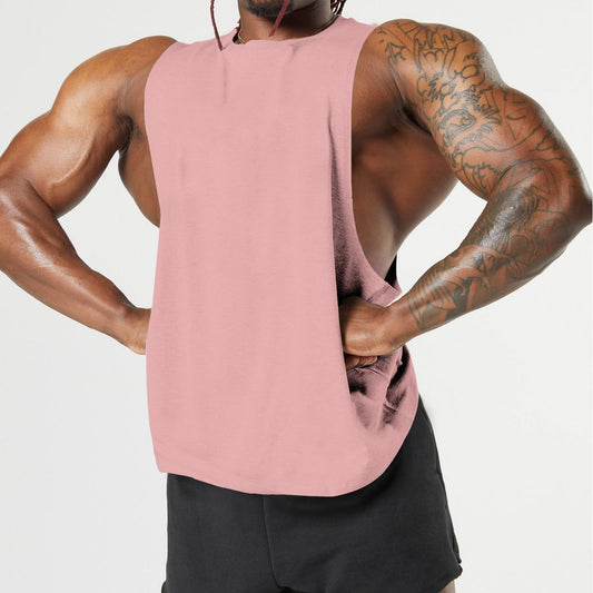 New Fitness Wide Shoulder Vest Men's Solid Color Sports Casual