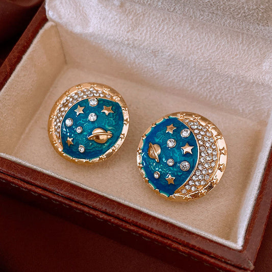 Boutique Style Retro  Stud Earrings Female Vintage Zirconia Niche Design Gift