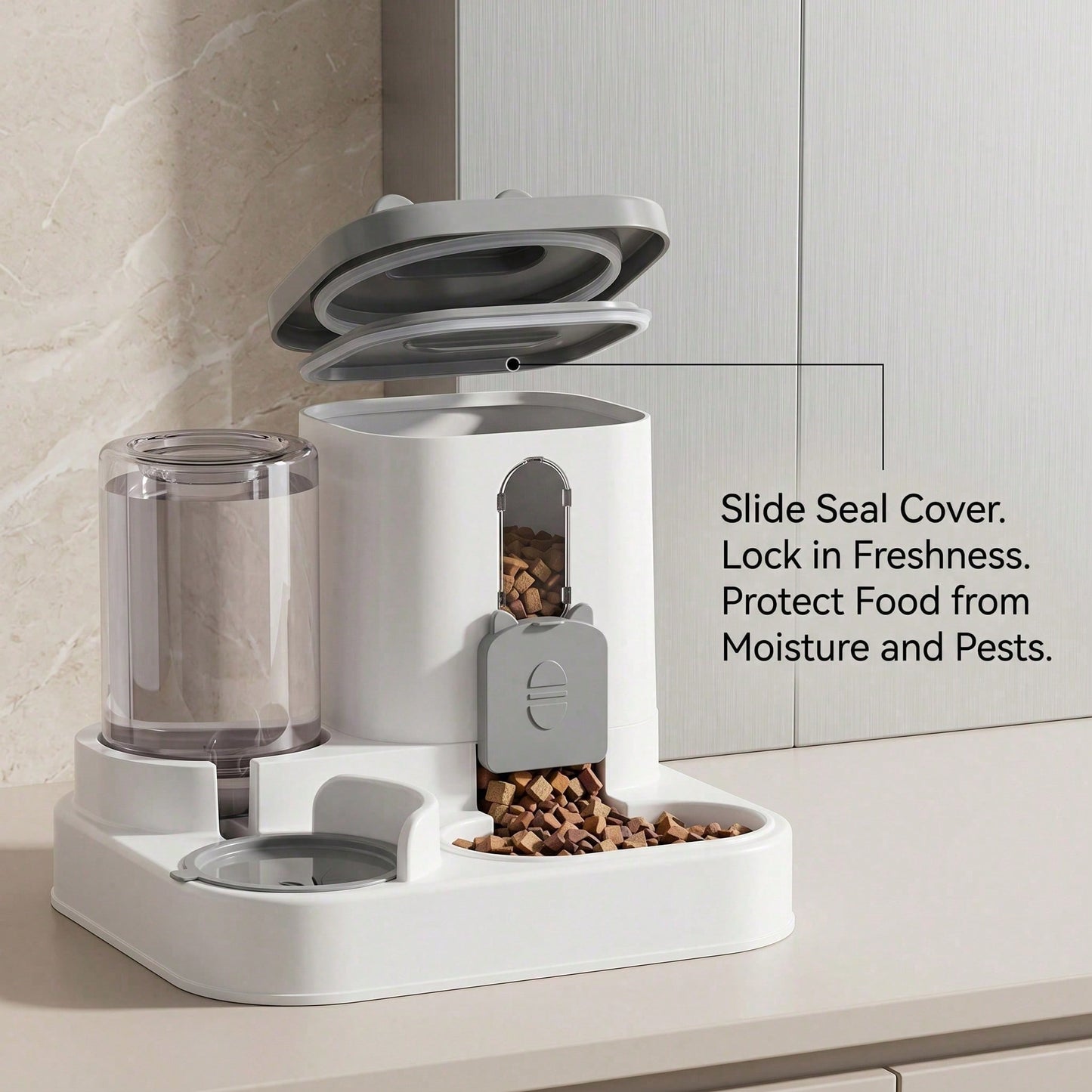 4 Colors Gravity Pet Feeder Water Dispenser Cute Cat Shaped Automatic Food Water Bowl Large Capacity Detachable Stable Anti Slip Base Feeding Supplies For Cats Puppies Small Animals Home Indoor Use