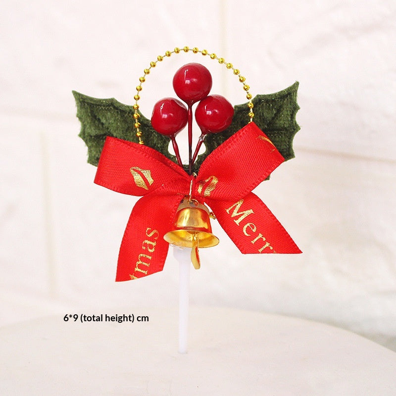 Christmas Cake Decoration Grass Ring Leaf Insert Christmas Dessert Table Decor Item