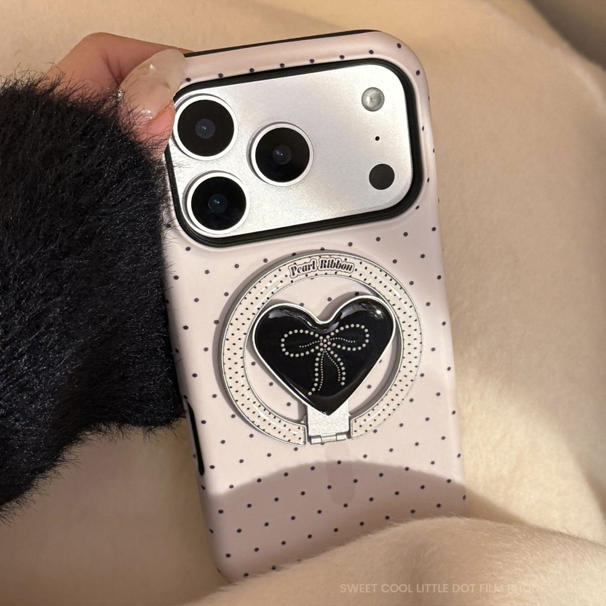 Pearl Bow Magnetic Holder Mobile Phone Case