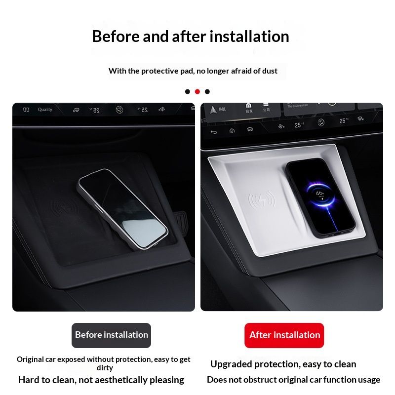 Silicone Pad For Wireless Phone Charging On The Cars Center Console