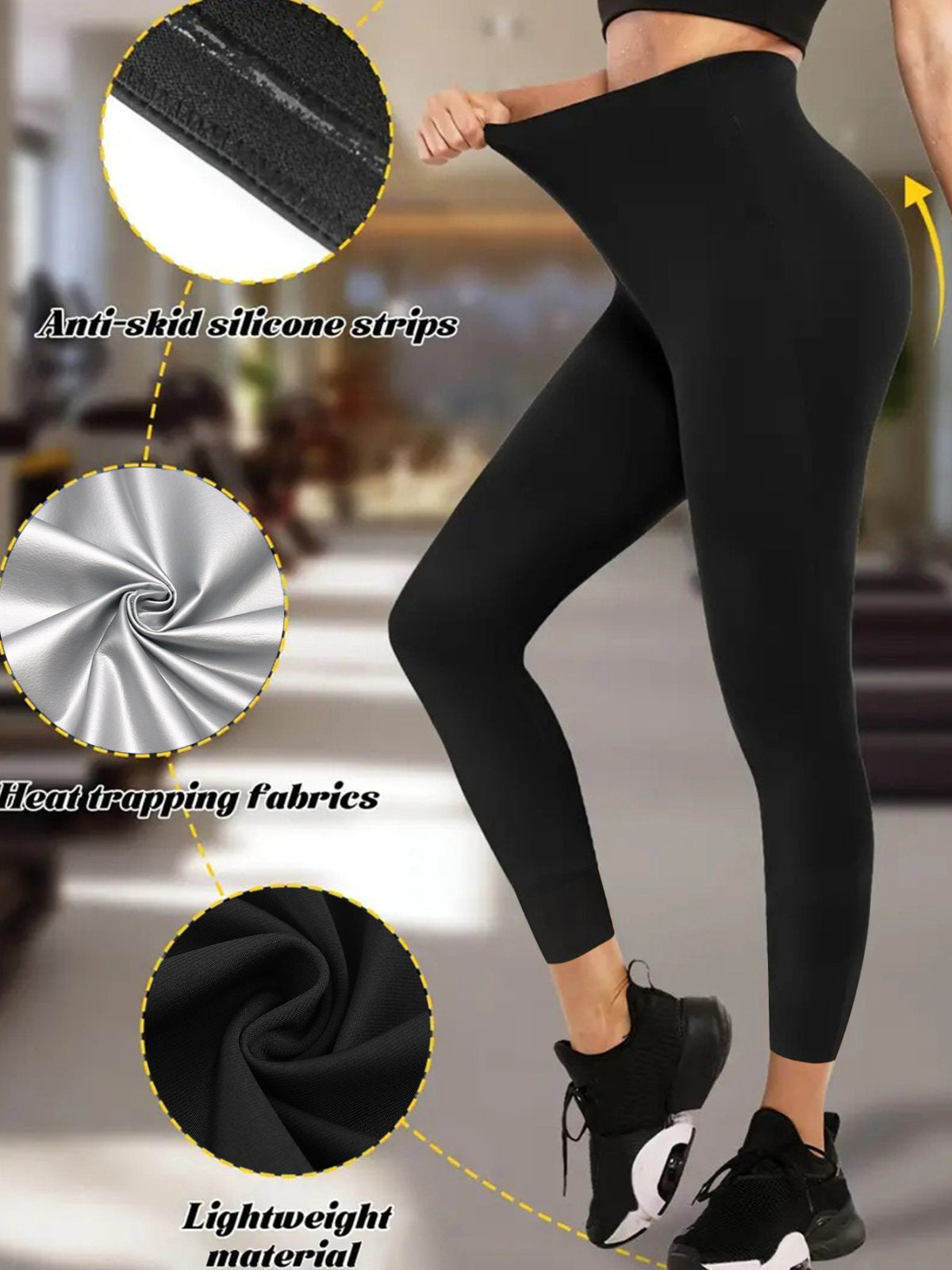 Sauna Leggings For Women Compression Sweat Pants For Tummy Control Mid Waist Body Sculpting Yoga Pants