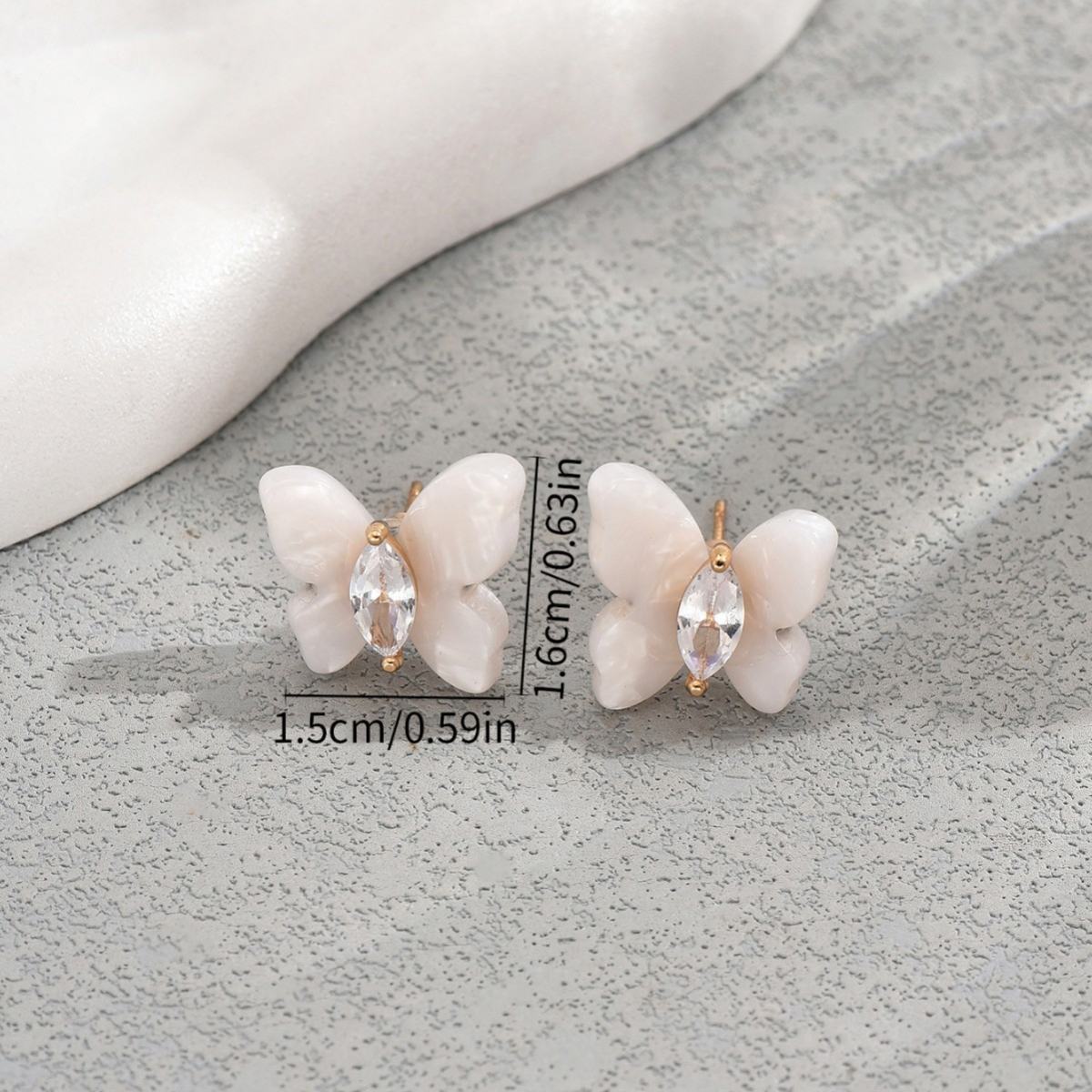 New Arrival Cross-border Japanese Korean Style Women Stud Earrings, Niche Butterfly Shape Design Inlaid Cubic Zirconia, Versatile Daily Ear Jewelry For Ladies