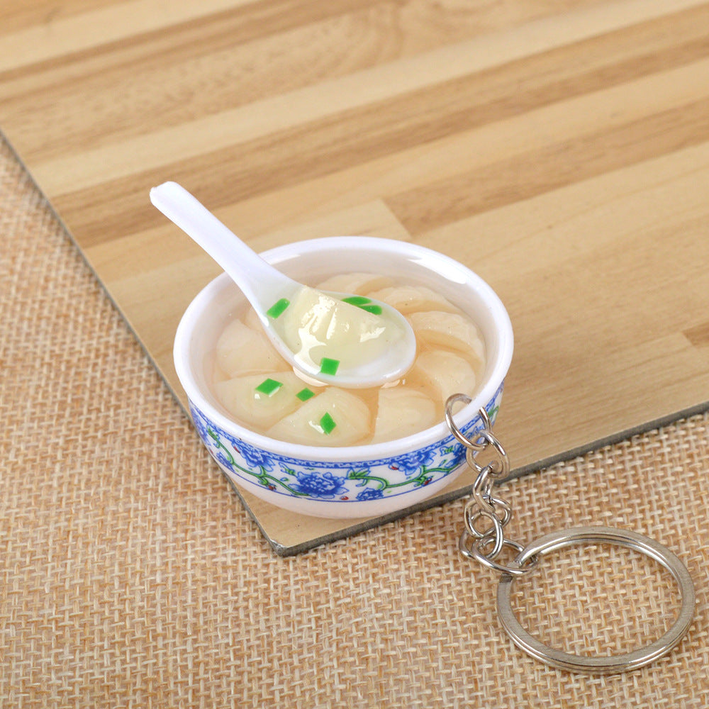 Artificial Food Pendant PVC Egg Noodle Keychain