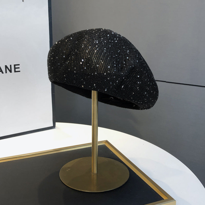 Sequin Beret, Korean-style Casual All-match Painters Cap