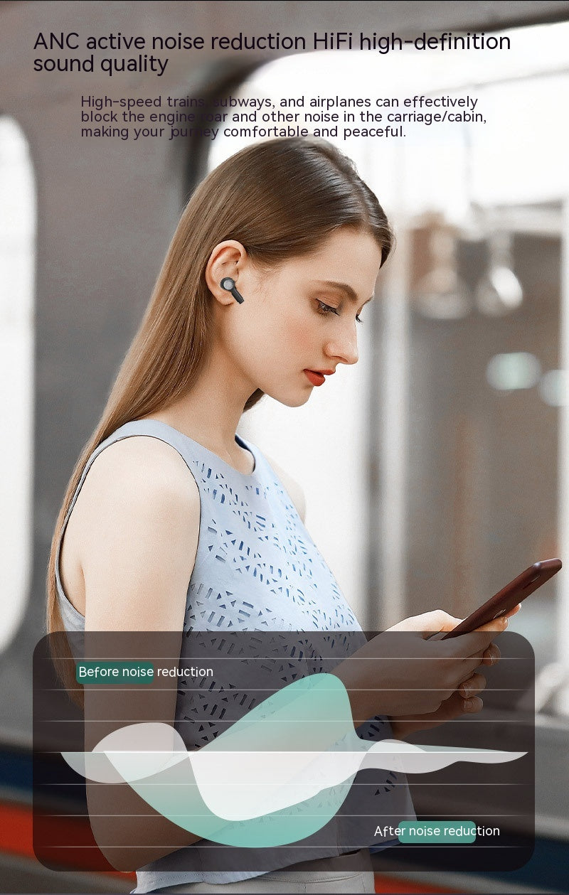 Plastic In-ear Bluetooth Headset Wireless Sports Halter ANC Active Noise Reduction Ultra-long Life Battery
