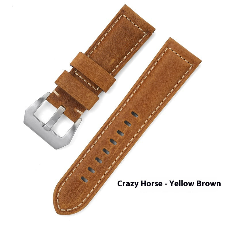 Best-selling In Stock Genuine Leather Strap Crazy Horse Frosted Oil Wax First Layer Cowhide Bamboo Pattern Sports Men Peina Watch Band