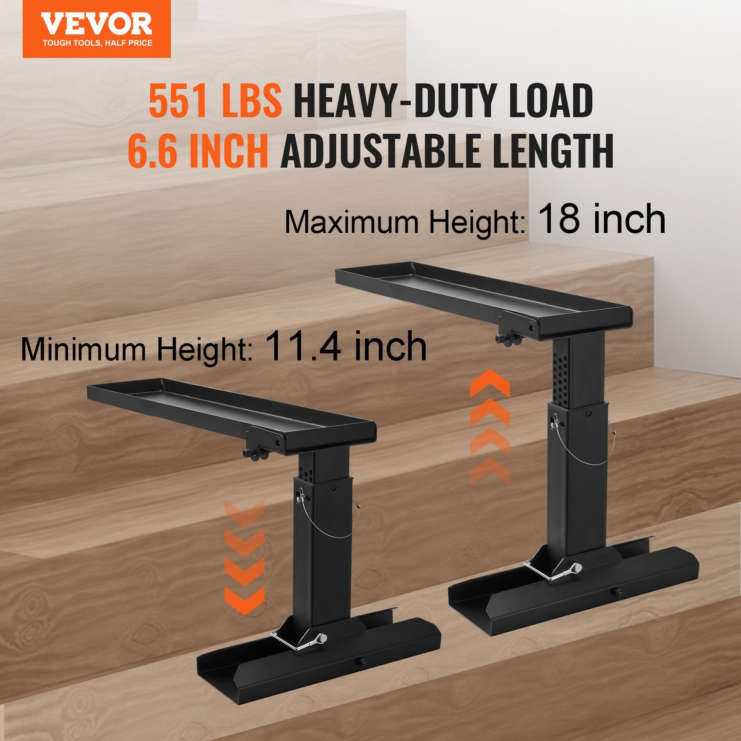 Ladder Levler, 23.4 L X 11.4-18 In H Support Surface, Steel Ladder Leveling Tool, Folding Pitch Hopper, Stair Ladder Stabilizer Easy To Use,Extension Ladder Accessories For Uneven Ground