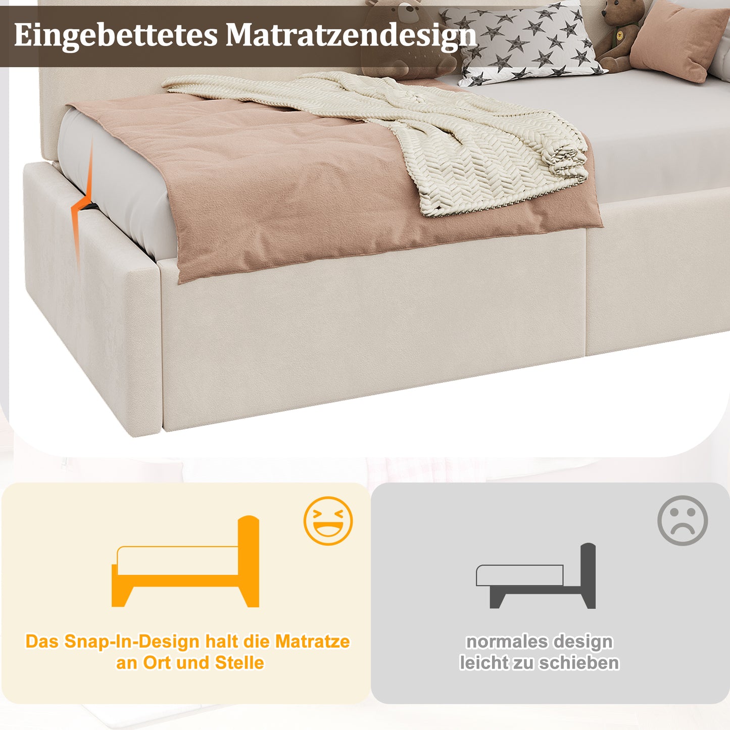 Daybed 90x200 Cm With Hydraulic Storage, Upholstered Bed, Daybed, Sofa Bed With USB Charging Port And Reading Lamp, Velvet, Beige