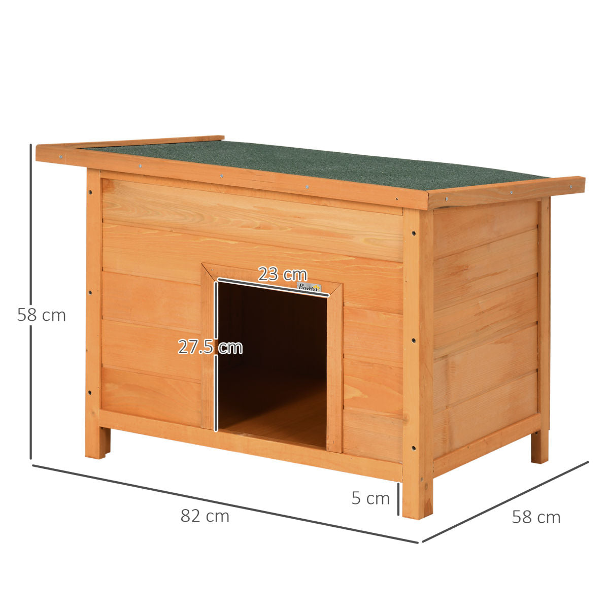PawHut Wooden Dog Kennel Elevated Dog Pet House W/ Open Top 82W X 58D X 58H Cm