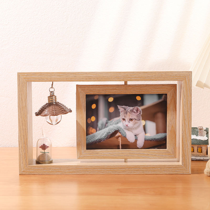 6-inch Double-sided Rotating Photo Frame Pet Face DIY