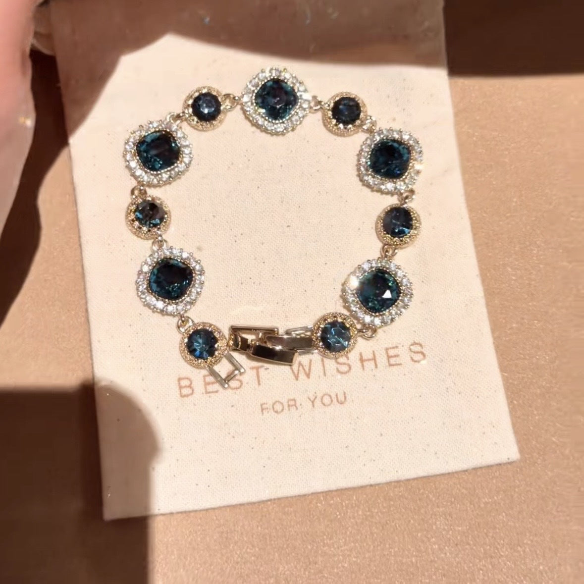 Ice Blue Zircon Bracelet Korean Ins Style  Dainty Bangle Luxury Premium Versatile Wrist Jewelry