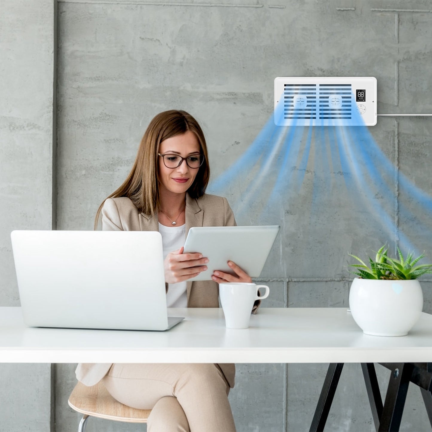 Register Booster Fan Smart AC Vent Booster Fan Fit 4in Plus 10in Register Holes With 3 Modes 10 Speeds 2H 4H Timer LCD Screen 2 Scent Diffuser Slots Remote Control Dual Motors For Wall Ceiling Floor