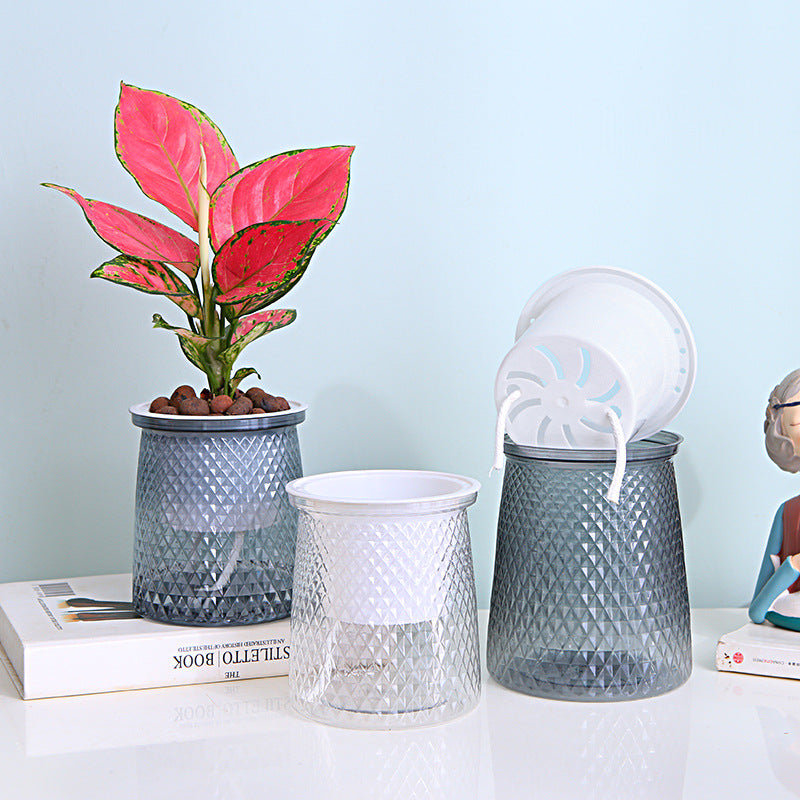 Water-free New Automatic Water Feeding Lazy Basin Light Luxury Plastic Flower Arrangement Hydroponic Flowerpot