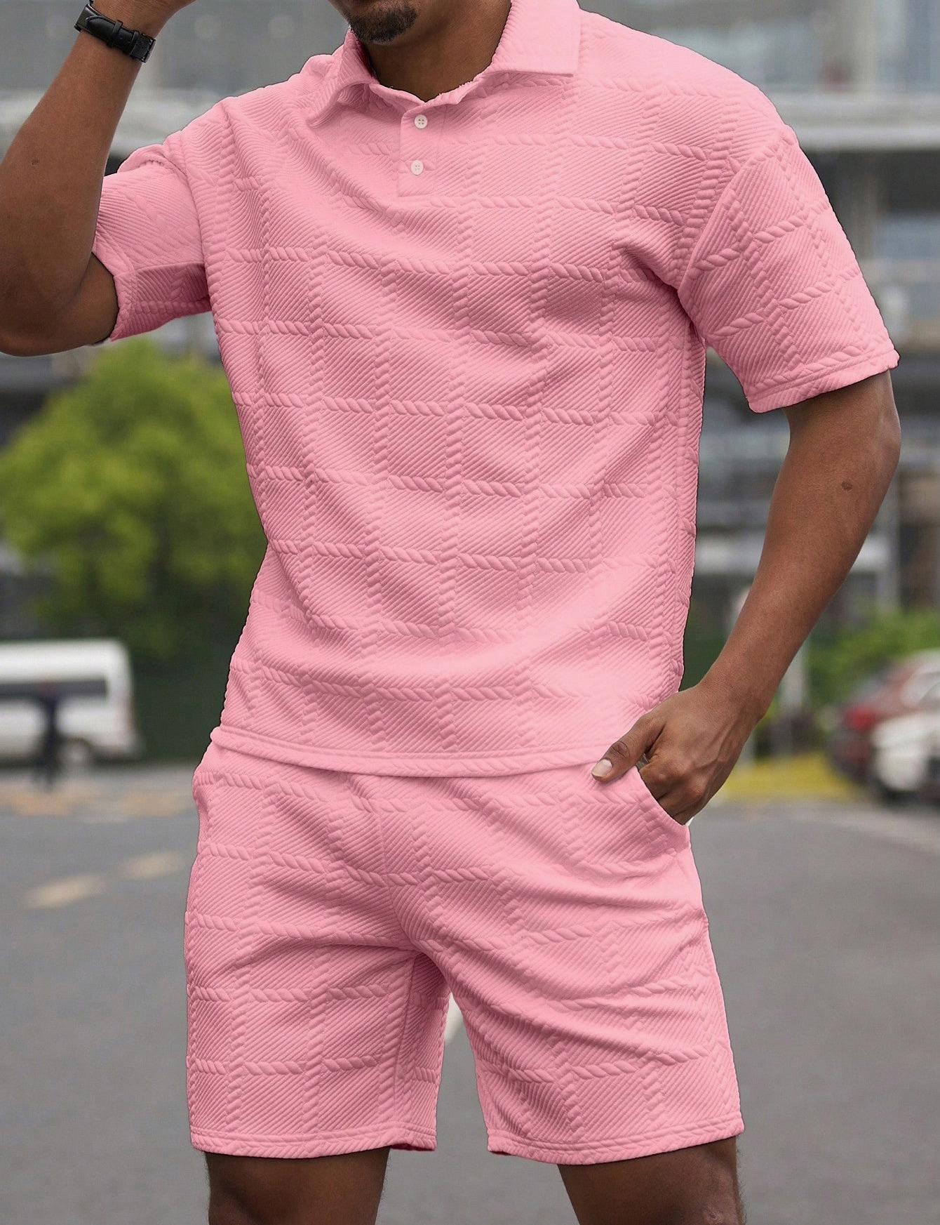 Solid-color Fashion Casual Mens Short-sleeve Set