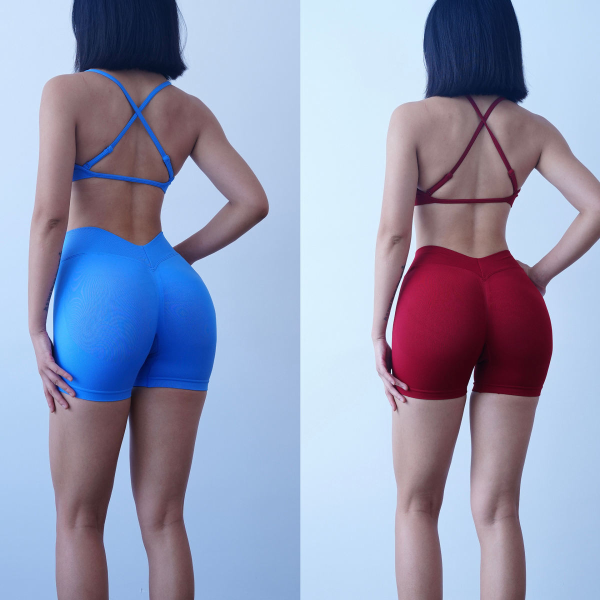 Tight-fitting Seamless Bra And Shorts Yoga Set