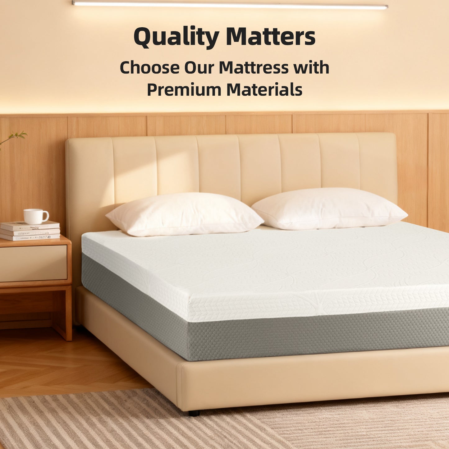10-Inch Premium QUEEN Mattress - Premium 4-Layer Foam Sofa & Mattress - Japanese Design & Manufacturing, Ultra-Breathable, Eco-Friendly, Antimicrobial, Ergonomic Zoned Support, CertiPUR-US & OEKO-TEX