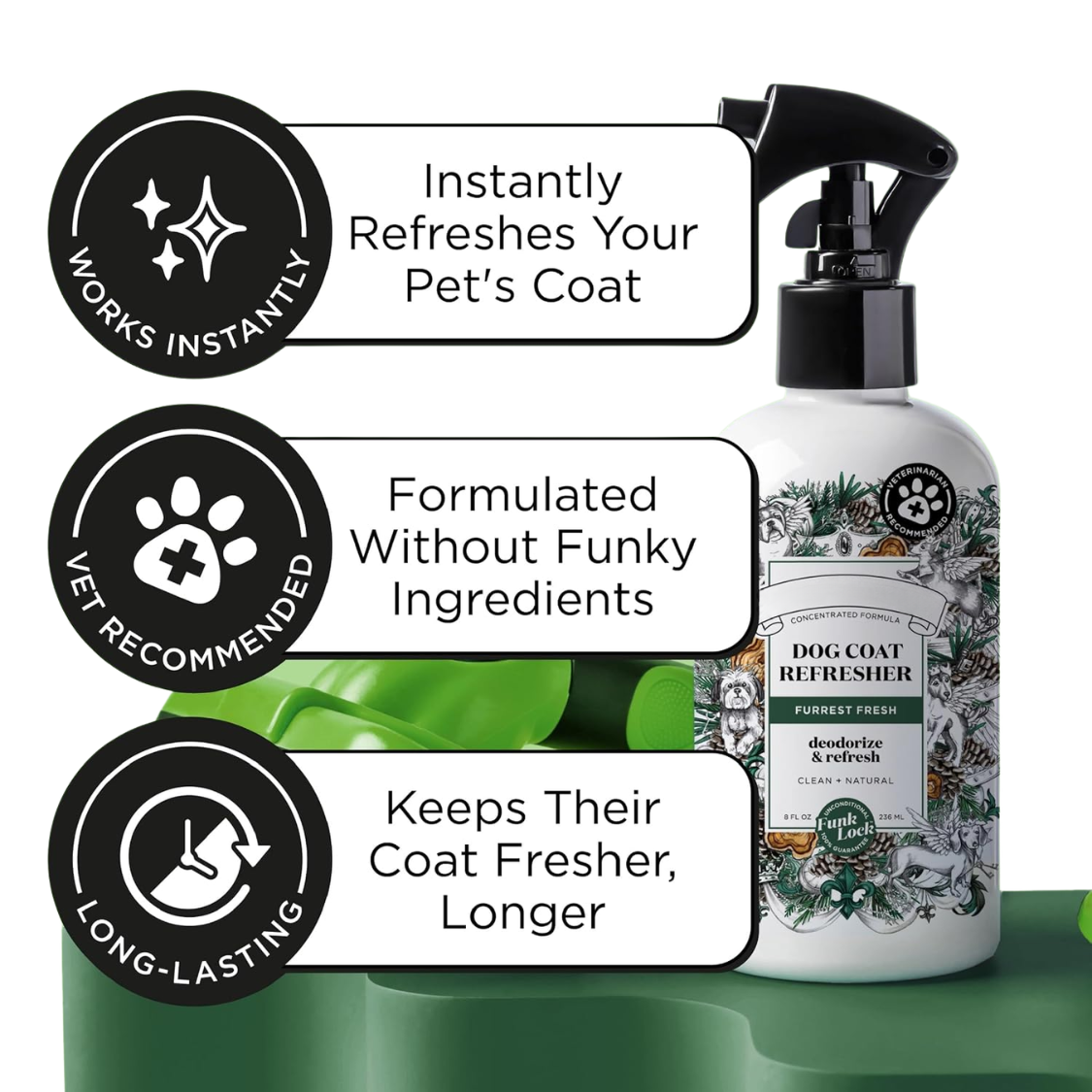 Furrest Fresh Dog Deodorizing Spray, 8 Fl Oz Grooming Perfume For Dog Coat, Pet Odor Neutralizer With Essential Oils, Vet Recommended, Paraben & Sulfate-Free Fir, Amber AND Cedarwood Scent
