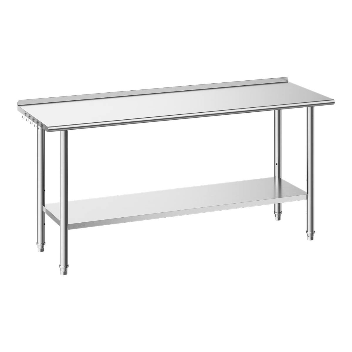Stainless Steel Work Table, 24x72 Inch Food Prep Table With Backsplash, Commercial Kitchen Workstation With Adjustable Undershelf, Metal Heavy Duty Utility Worktable, For Restaurant Home Outdoor