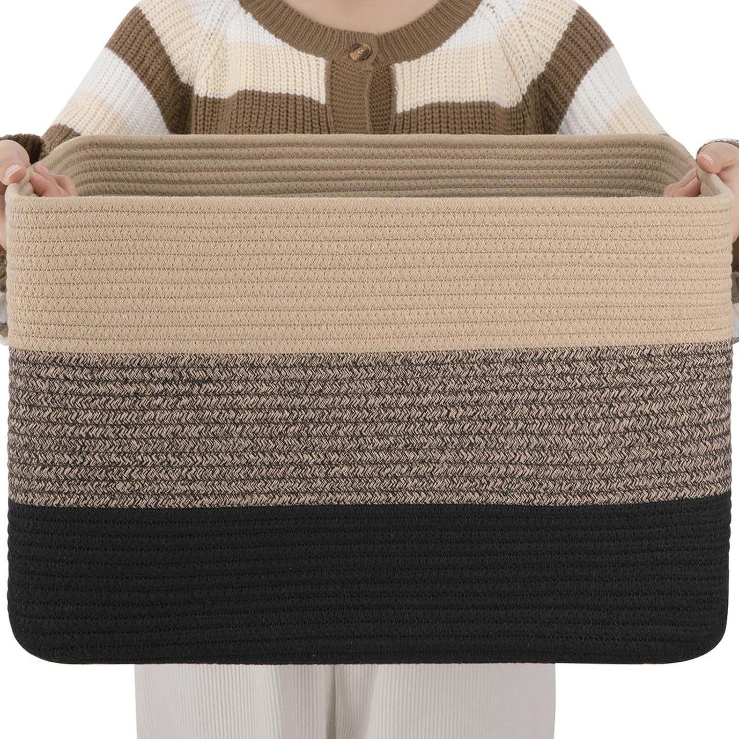 Cotton Rope Woven Home Laundry Basket Living Room Storage