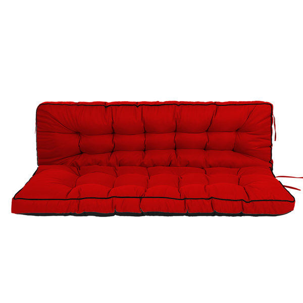 Outdoor Swing Cushions 55 Inch,Waterproof 4in  Thick Porch Swing Cushion Replacement With Backrest And Ties,Comfortable 2-3 Seat Pation Swing Pad For Backyard,Garden,Lawn,Outdoor Furniture Red