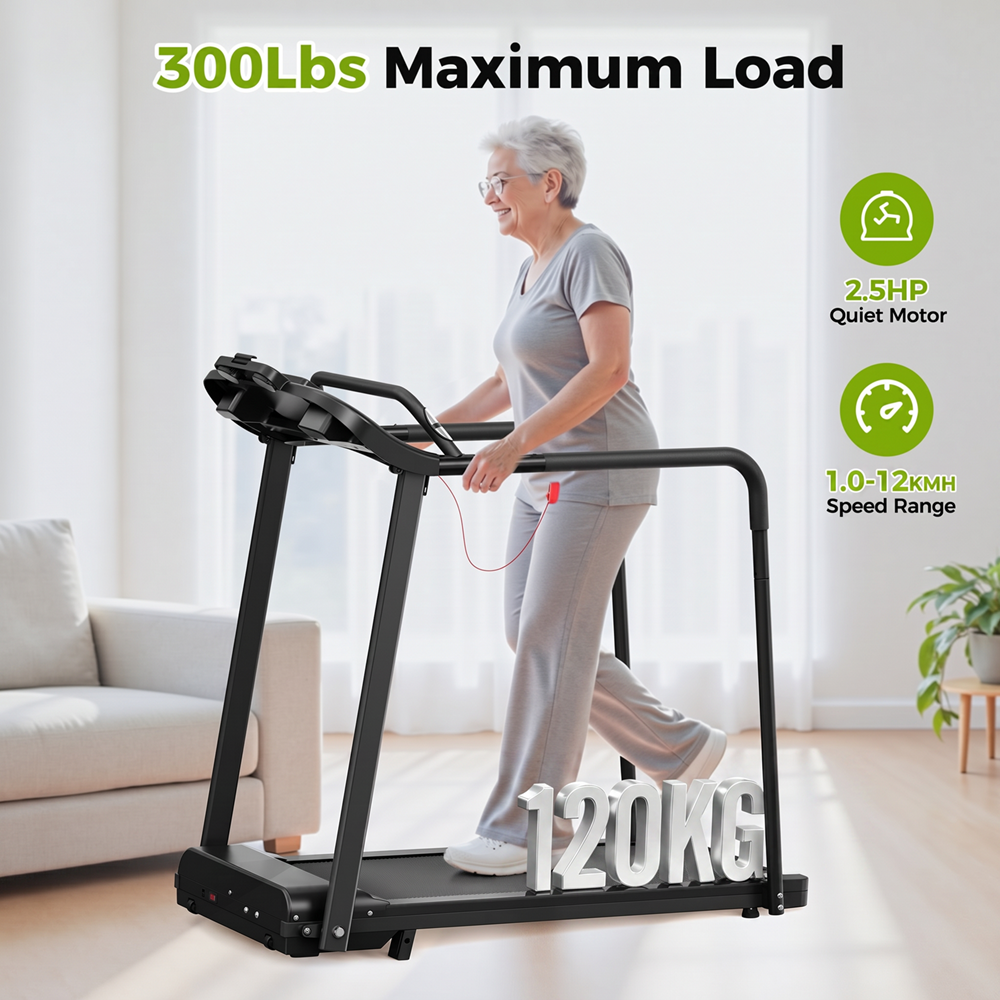 EU Folding Electric Treadmill With 2-fold Adjustable Slope -Senior Home Trainer Up To 120 Kg Load Capacity, Walking Pad With App Function For Fitness At Home