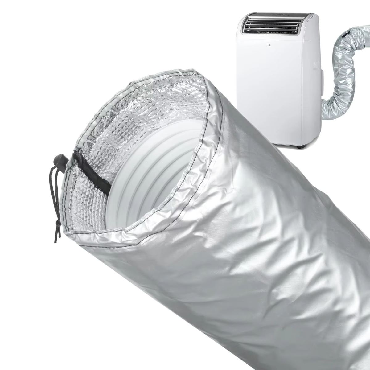 Portable Air Conditioner Hose Cover, Aluminum Foil Insulation, Expandable Dustproof Vent Pipe Sleeve, Energy Saving, Cooling Efficiency